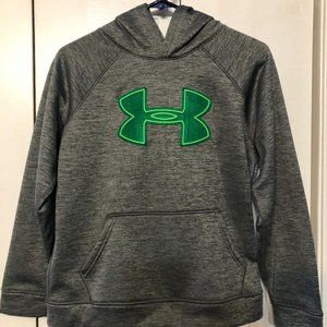 Under Armour Hoodie (Size=Youth Large, Color = Silver/Green)  **Rare Find**